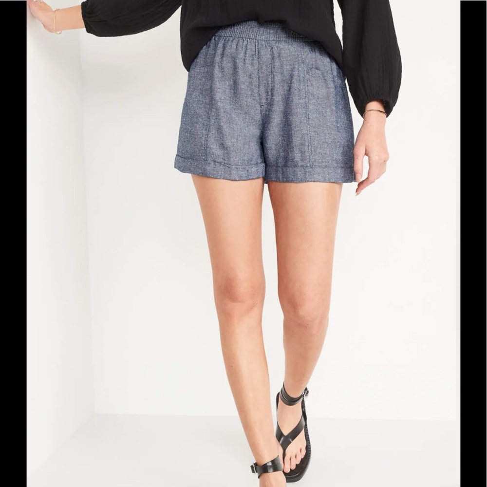 Old Navy High-Waisted Linen-Blend Chambray Shorts